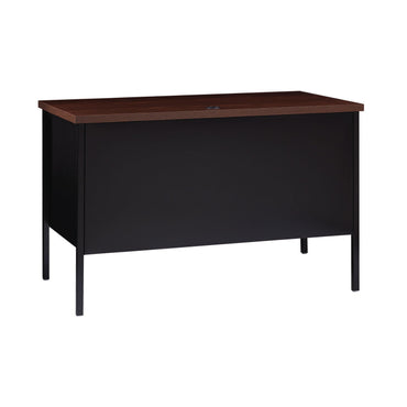 Alera Single Pedestal Steel Desk, 45.5" x 24" x 29.5", Mocha/Black, Black Legs (ALEHSD4524BM)