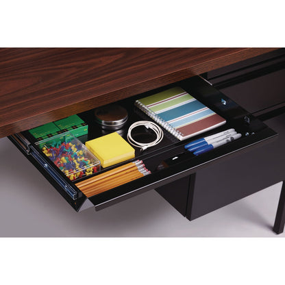 Alera Double Pedestal Steel Desk, 60" x 30" x 29.5", Mocha/Black, Black Legs (ALEHSD6030BM)