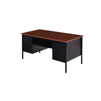 Alera Double Pedestal Steel Desk, 60" x 30" x 29.5", Mocha/Black, Black Legs (ALEHSD6030BM)