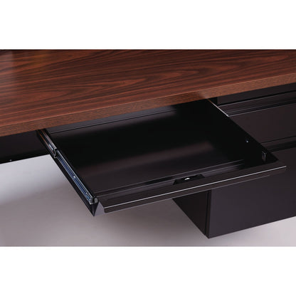 Alera Double Pedestal Steel Desk, 60" x 30" x 29.5", Mocha/Black, Black Legs (ALEHSD6030BM)