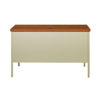 Alera Double Pedestal Steel Desk, 60" x 30" x 29.5", Cherry/Putty, Putty Legs (ALEHSD6030PC)