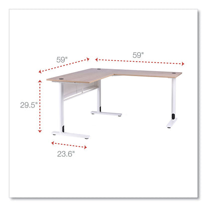 Alera L-Shaped Writing Desk, 59.05" x 59.05" x 29.53", Beigewood/White (ALEWSL5959WB)