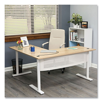 Alera L-Shaped Writing Desk, 59.05" x 59.05" x 29.53", Beigewood/White (ALEWSL5959WB)