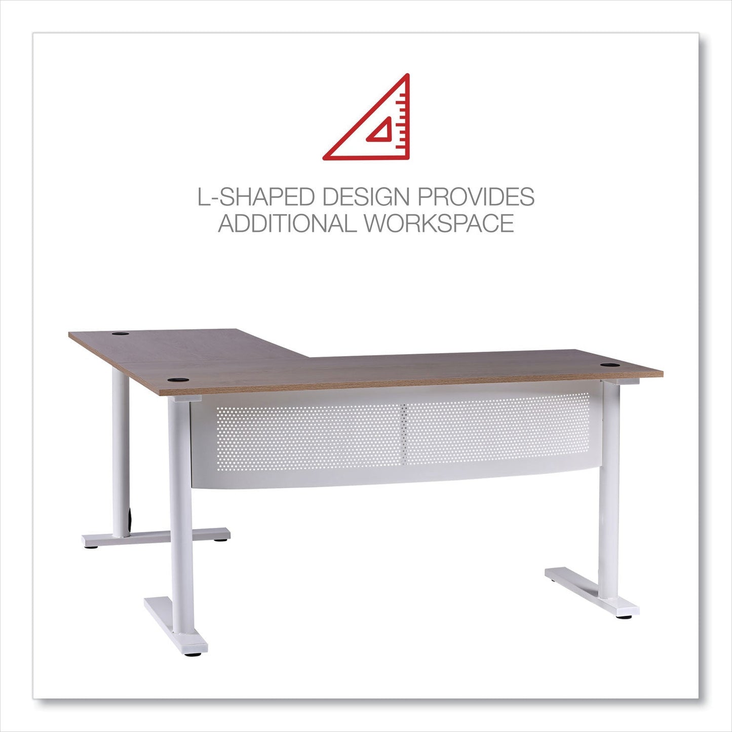 Alera L-Shaped Writing Desk, 59.05" x 59.05" x 29.53", Beigewood/White (ALEWSL5959WB)