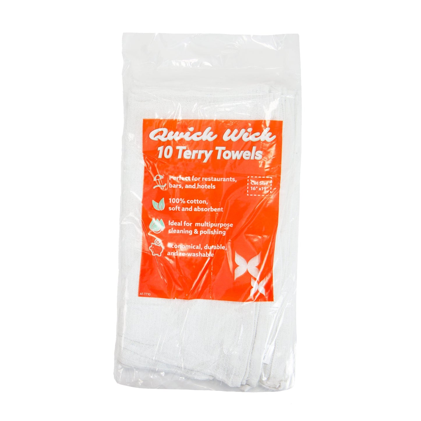Hospeco® Terry Towel White Cotton Cleaning Cloths 16x19, Case of 160 (HOSAT-TT10-16)