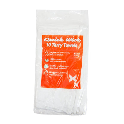 Hospeco® Terry Towel White Cotton Cleaning Cloths 16x19, Case of 160 (HOSAT-TT10-16)