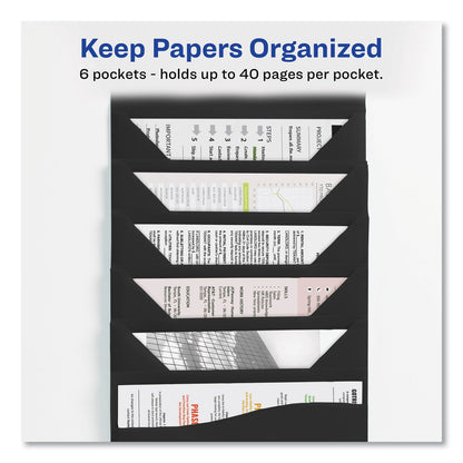 Avery Slide and View Expanding File, 6 Sections, Hook/Loop Closure, Letter Size, Black (AVE73542)
