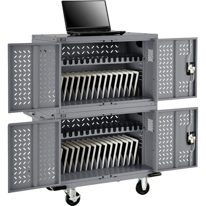 Global Industrial 32-Device Charging Cart For Chromebooks And Tablets, Gray, Assembled (WB670052GYA)
