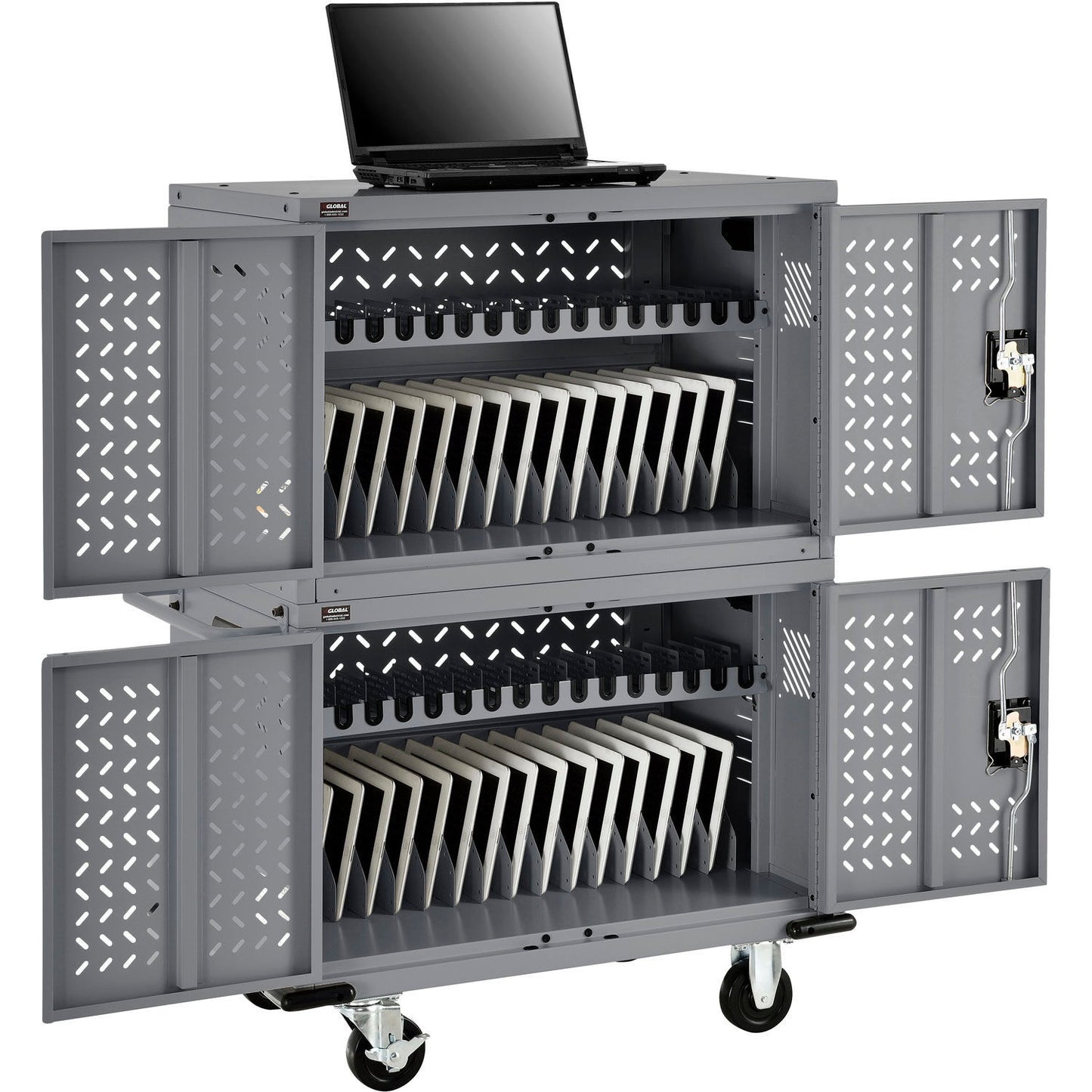 Global Industrial 32-Device Charging Cart For Chromebooks & Tablets, Gray, Unassembled (WB670052)