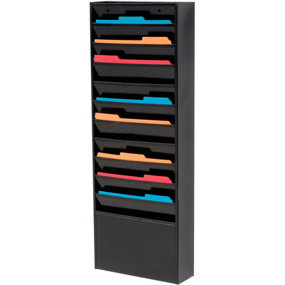 Global Industrial 11 Pockets - Medical Chart Hanging Wall File Holder - Black (WB806407)