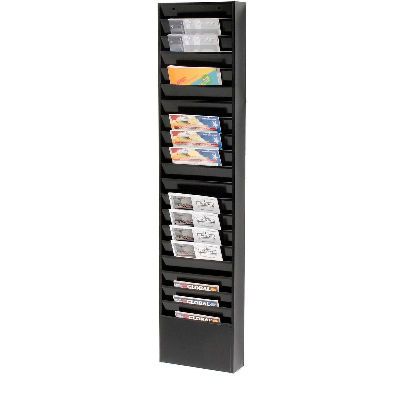 Global Industrial Medical Chart Hanging Wall File Holder, 20 Pockets, Black (WB806411)