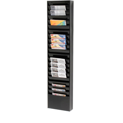 Global Industrial Medical Chart Hanging Wall File Holder, 20 Pockets, Black (WB806411)