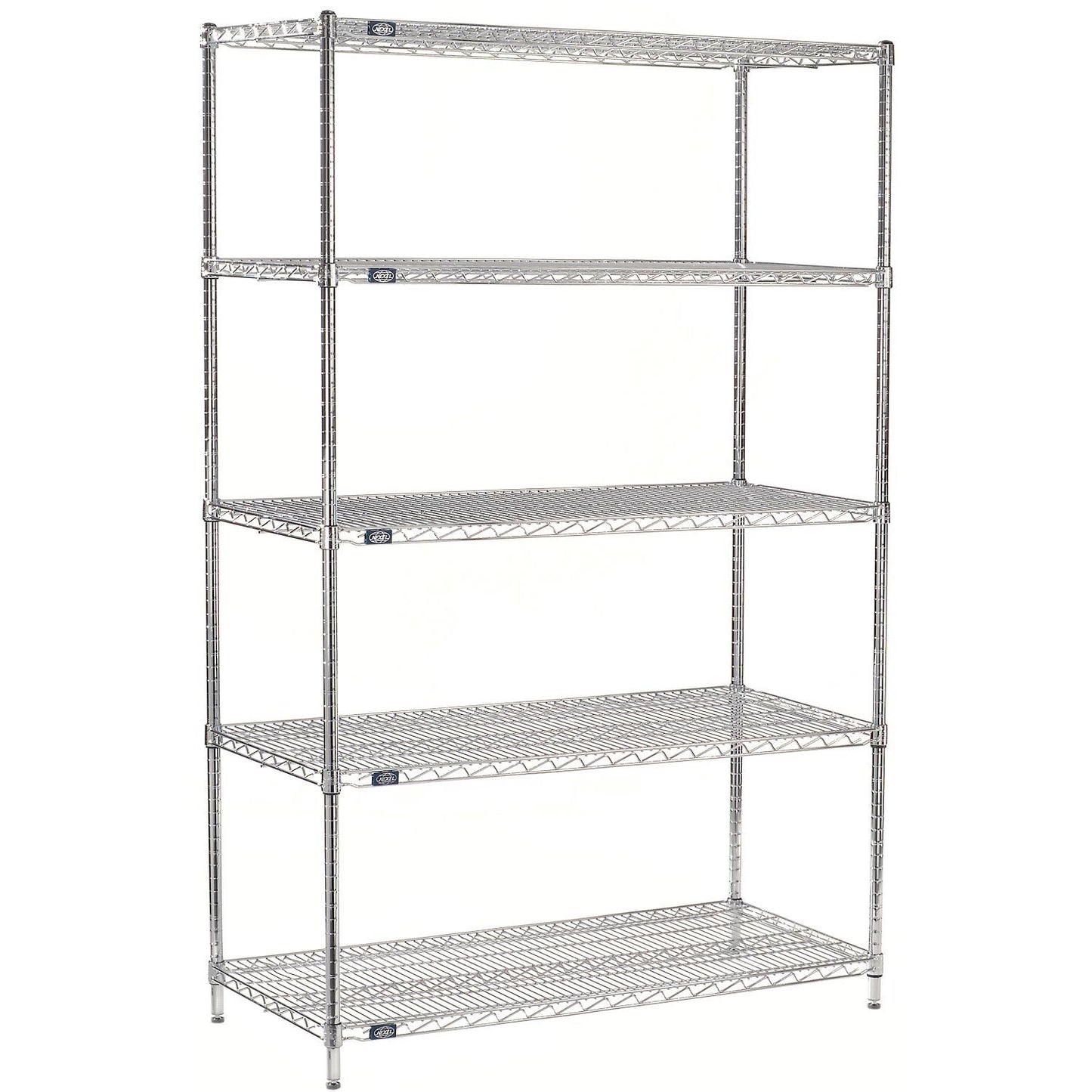 Nexel 5 Shelf, Chrome Wire Shelving Unit, Starter, 48"W x 24"D x 86"H (WBB2333271)