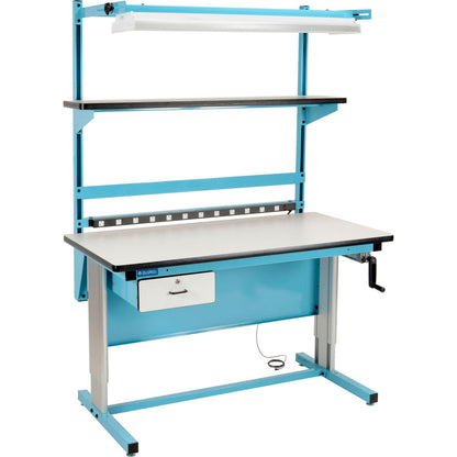 Global Industrial Bench-In-A-Box Ergonomic Workbench, ESD Laminate Top, 60"Wx30"D, Blue (WBB2334696)