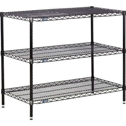 Nexel 3 Shelf, Black Epoxy Wire Shelving Unit, Starter, 36"W x 14"D x 34"H (WBB3081116)