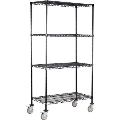 Nexel 4 Shelf Truck, Black Epoxy, 60"W x 24"D x 69"H, Polyurethane Swivel Casters, 2 Brakes (WBB2256867)