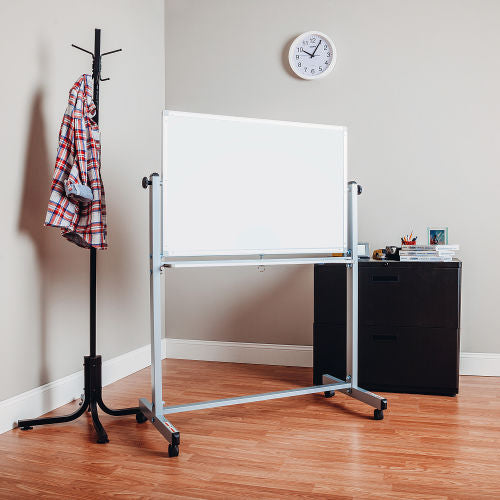 Global Industrial Mobile Reversible Magnetic Whiteboard - 36"W X 24"H - Steel - SIlver Frame (WBB444996)