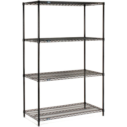Nexel 4 Shelf, Black Epoxy Wire Shelving Unit, Starter, 30"W x 24"D x 63"H (WBB970213)