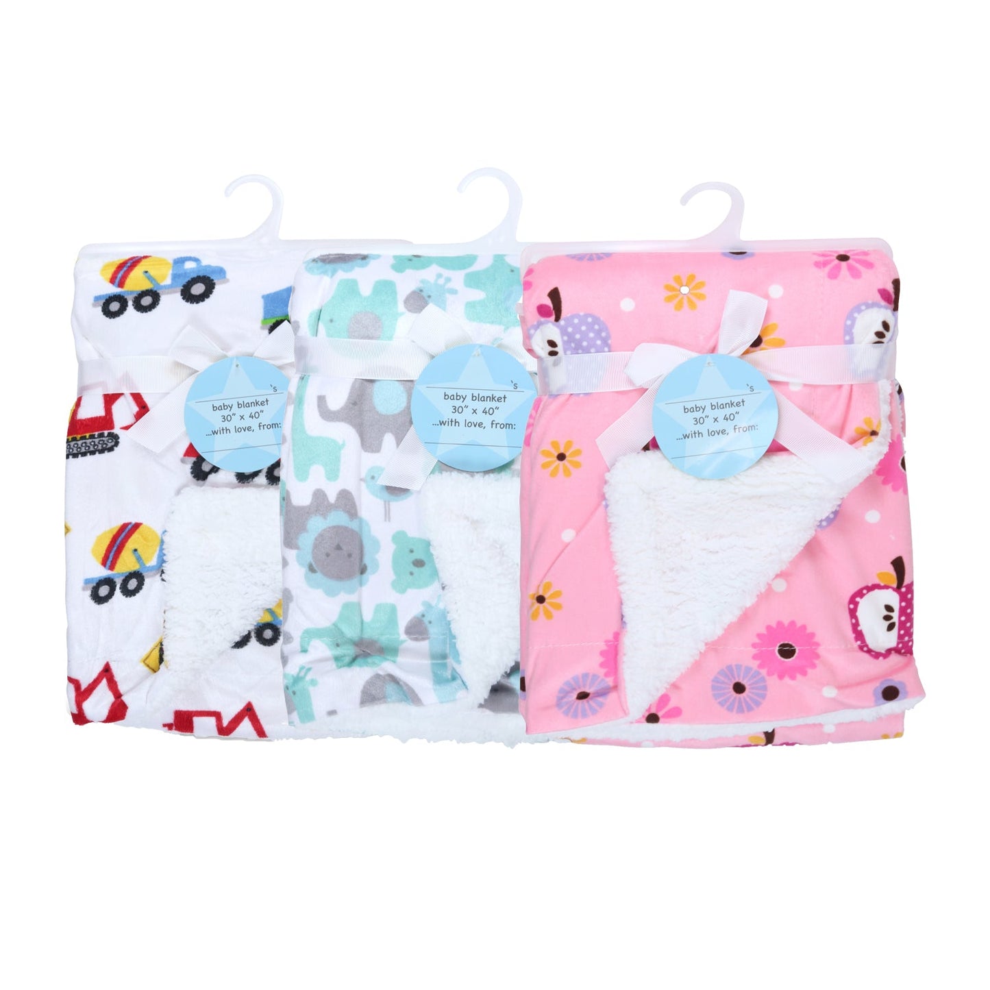 Arkwright Home® Baby Blanket 30x40 Mink/Sherpa Assorted, 24/Case (BABYBLANKET-ASST-CS)