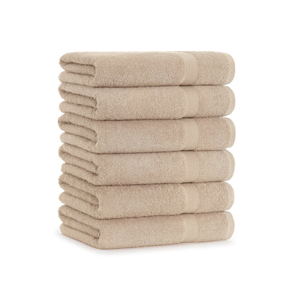Arkwright Home True Color Bath Towel 25x52 Beige (6/Pack) (P-BATH-BG-6)