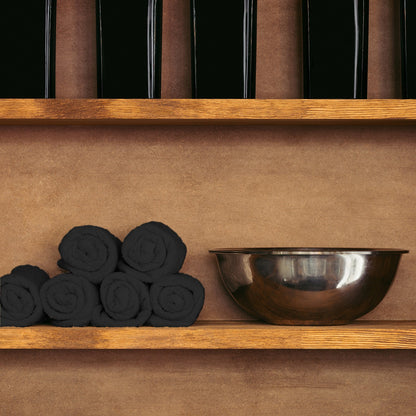 Hospeco® Cotton Salon Towel 16x28 Black, 12/Pack (HOSBB-1628-3BLK)