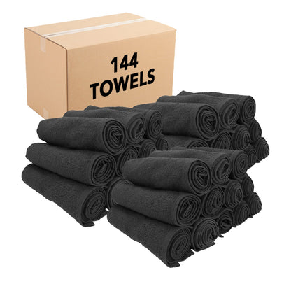 Hospeco® Cotton Salon Towel 16x28 Black, 12/Pack (HOSBB-1628-3BLK)