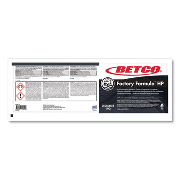 Betco Factory Formula HP Cleaner Degreaser, 1 gal Bottle, 4/Carton (BET1930400)
