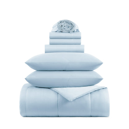Arkwright Home Family Essentials Bed in Bag 7PC - Full/Queen - Blue (P-BIAB-FQ-BL)