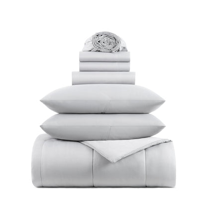 Arkwright Home Family Essentials Bed in Bag 7PC - Full/Queen - Grey (P-BIAB-FQ-GY)