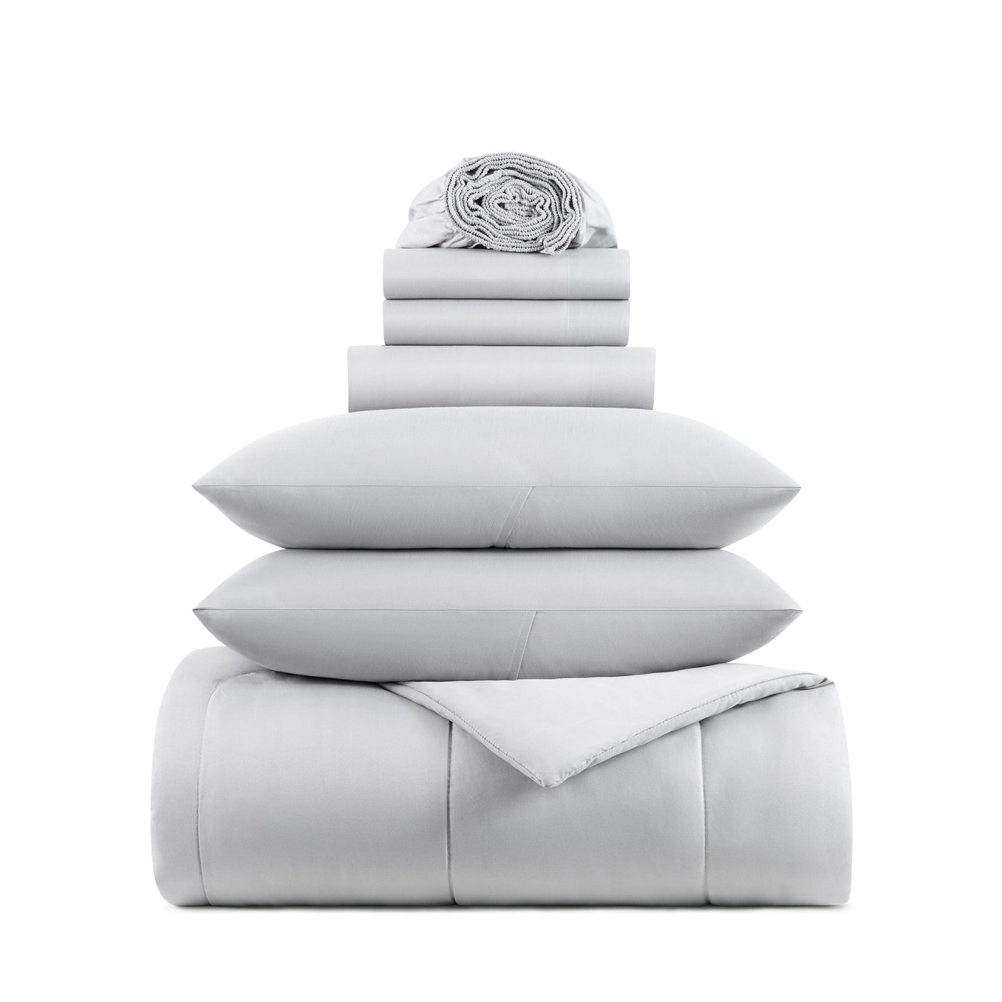 Arkwright Home Family Essentials Bed in Bag 7PC - King - Grey (P-BIAB-KG-GY)