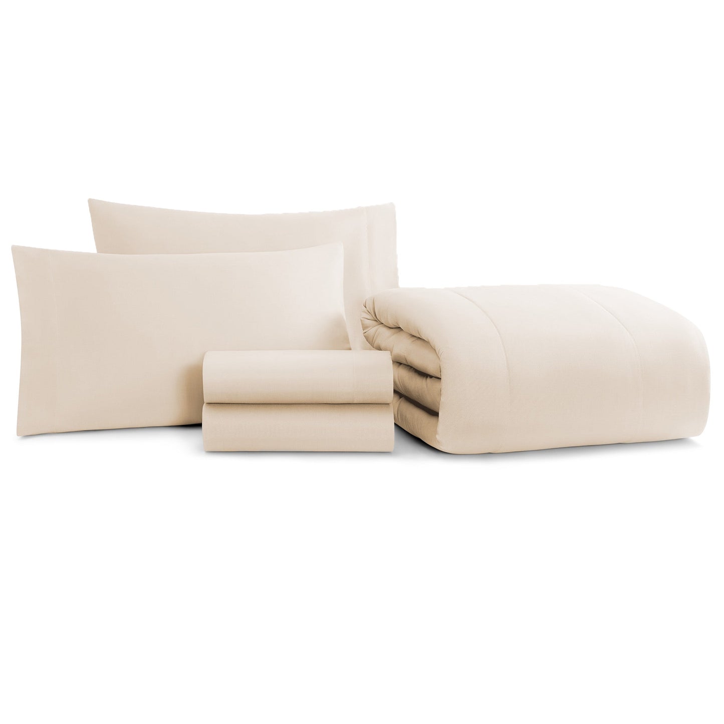 Arkwright Home Family Essentials Bed in Bag 5PC - TWIN - Beige (P-BIAB-TW-BG)