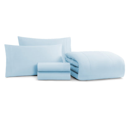 Arkwright Home Family Essentials Bed in Bag 5PC - TWIN - Blue (P-BIAB-TW-BL)