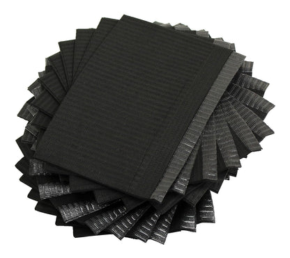 Adenna® Patient Bibs/Lap Cloths, 3-Ply, 18"x13", 125/Bag, 4 Bags/Case, Black (HOSBIB740BK)