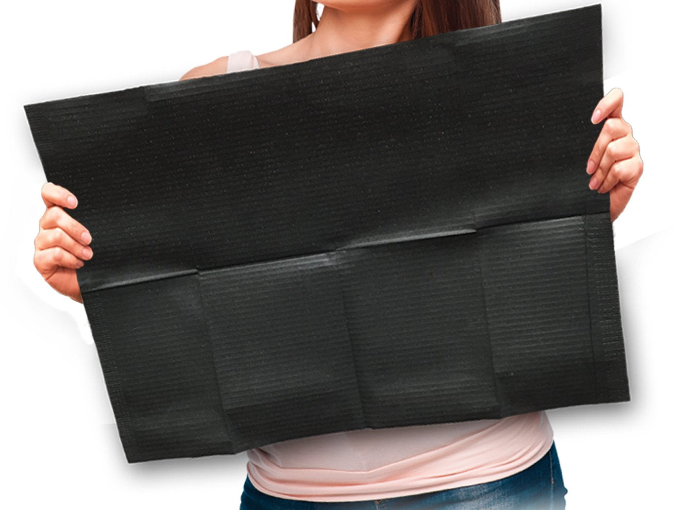 Adenna® Patient Bibs/Lap Cloths, 3-Ply, 18"x13", 125/Bag, 4 Bags/Case, Black (HOSBIB740BK)