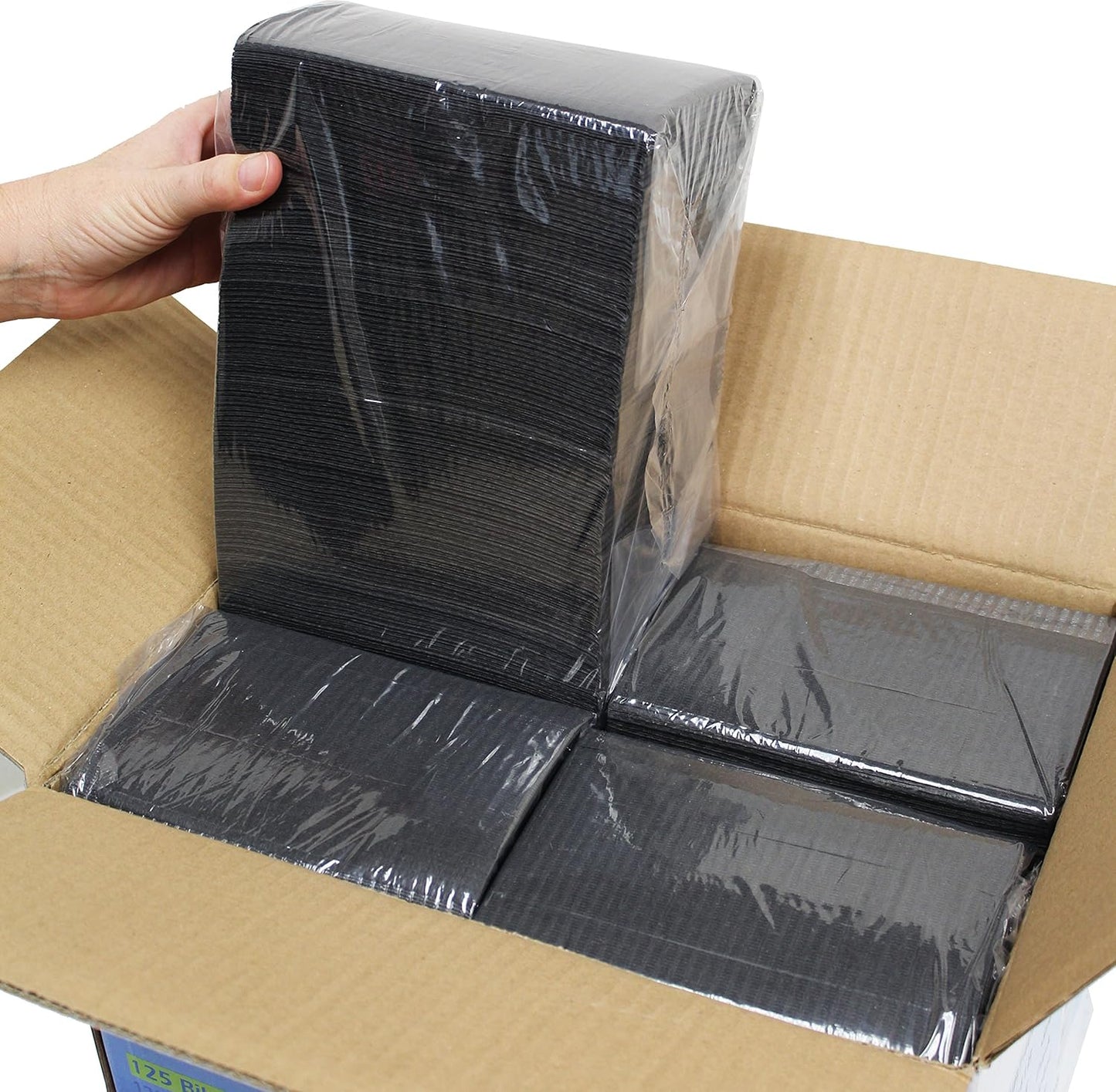 Adenna® Patient Bibs/Lap Cloths, 3-Ply, 18"x13", 125/Bag, 4 Bags/Case, Black (HOSBIB740BK)
