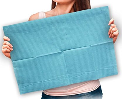 Adenna® Patient Bibs/Lap Cloths, 3-Ply, 18"x13", 125/Bag, 4 Bags/Case, Blue (HOSBIB741B)