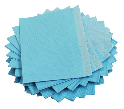 Adenna® Patient Bibs/Lap Cloths, 3-Ply, 18"x13", 125/Bag, 4 Bags/Case, Blue (HOSBIB741B)