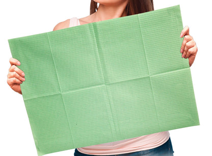 Adenna® Patient Bibs/Lap Cloths, 3-Ply, 18"x13", 125/Bag, 4 Bags/Case, Green (HOSBIB743G)