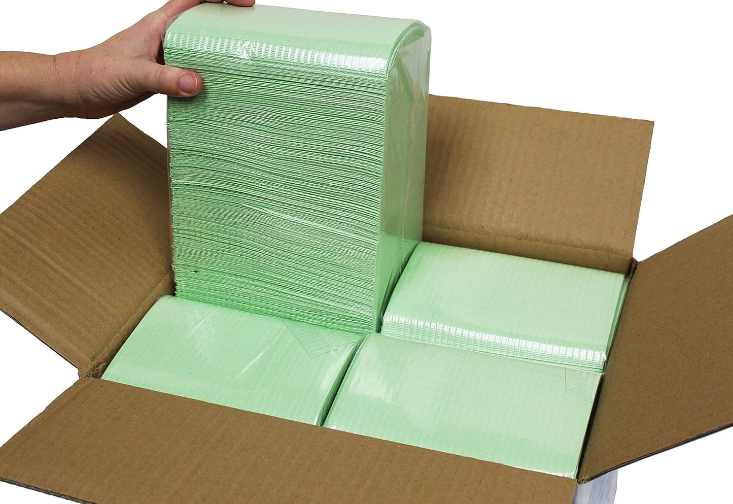 Adenna® Patient Bibs/Lap Cloths, 3-Ply, 18"x13", 125/Bag, 4 Bags/Case, Green (HOSBIB743G)