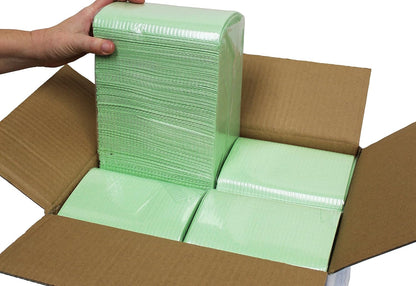 Adenna® Patient Bibs/Lap Cloths, 3-Ply, 18"x13", 125/Bag, 4 Bags/Case, Green (HOSBIB743G)