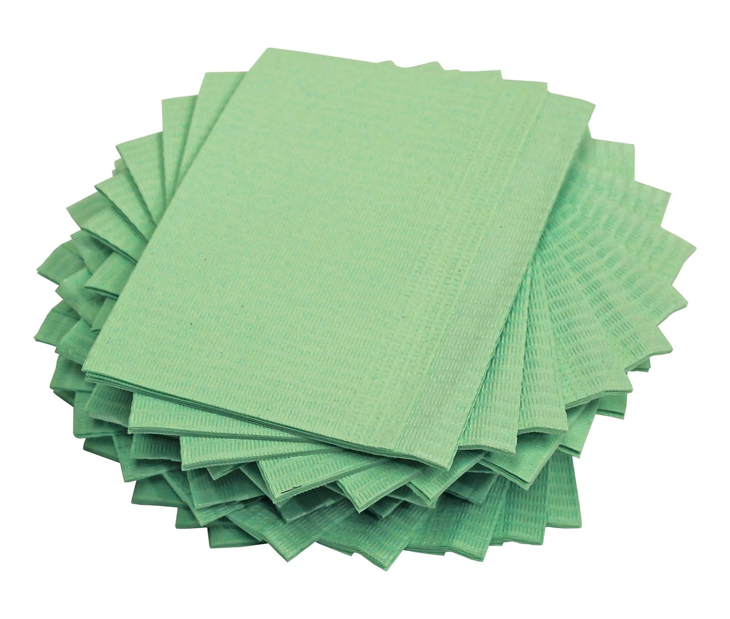 Adenna® Patient Bibs/Lap Cloths, 3-Ply, 18"x13", 125/Bag, 4 Bags/Case, Green (HOSBIB743G)