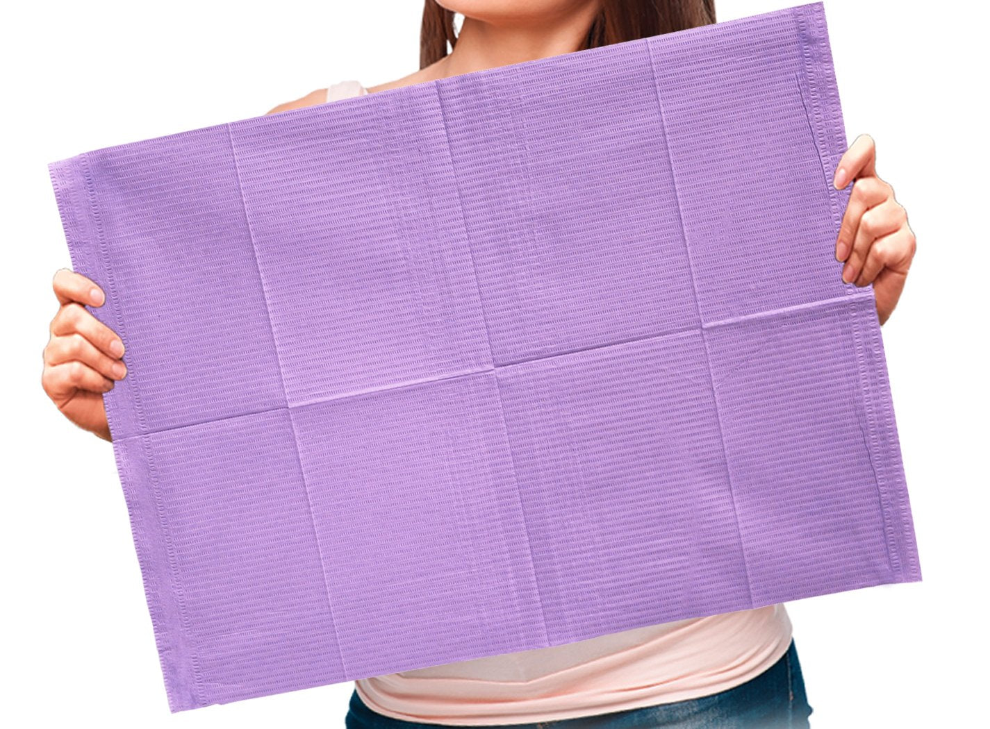 Adenna® Patient Bibs/Lap Cloths, 3-Ply, 18"x13", 125/Bag, 4 Bags/Case, Violet (HOSBIB745V)