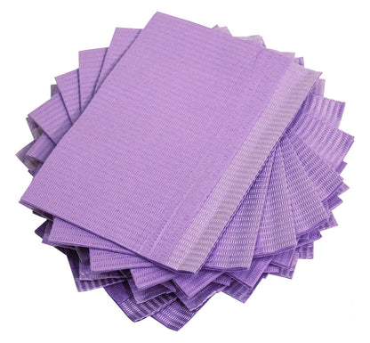 Adenna® Patient Bibs/Lap Cloths, 3-Ply, 18"x13", 125/Bag, 4 Bags/Case, Violet (HOSBIB745V)
