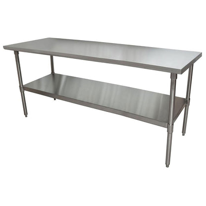 BK Resources Stainless Steel Flat Top Work Tables, 72w x 30d x 36h, Silver, 2/Pallet (BKE2VT7230)