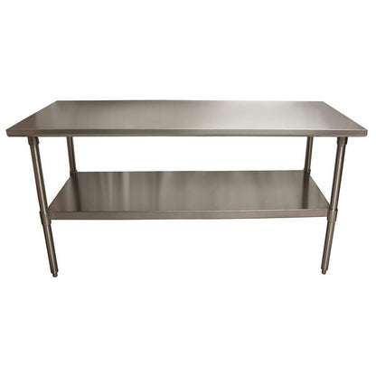 BK Resources Stainless Steel Flat Top Work Tables, 72w x 30d x 36h, Silver, 2/Pallet (BKE2VT7230)