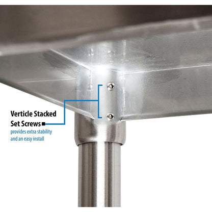 BK Resources Stainless Steel 5" Riser Top Tables, 48w x 30d x 39.75h, Silver, 2/Pallet (BKE2VTR54830)