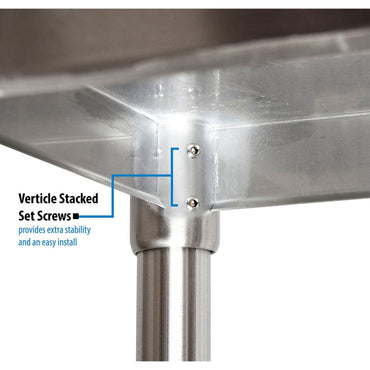 BK Resources Stainless Steel 5" Riser Top Tables, 60w x 30d x 39.75h, Silver, 2/Pallet (BKE2VTR56030)