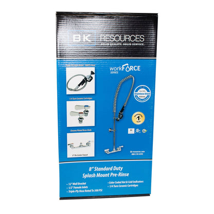 BK Resources WorkForce Prerinse Add-A-Faucet, 8" Height, Chrome (BKEBKFVSMPRWBM)