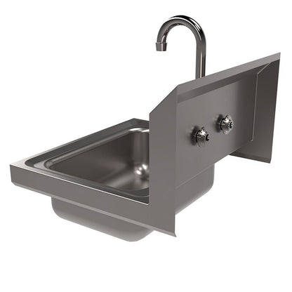 BK Resources Stainless Steel Hand Sink with Faucet, 14" l x 10" w x 5" d (BKEBKHSW1410PG)