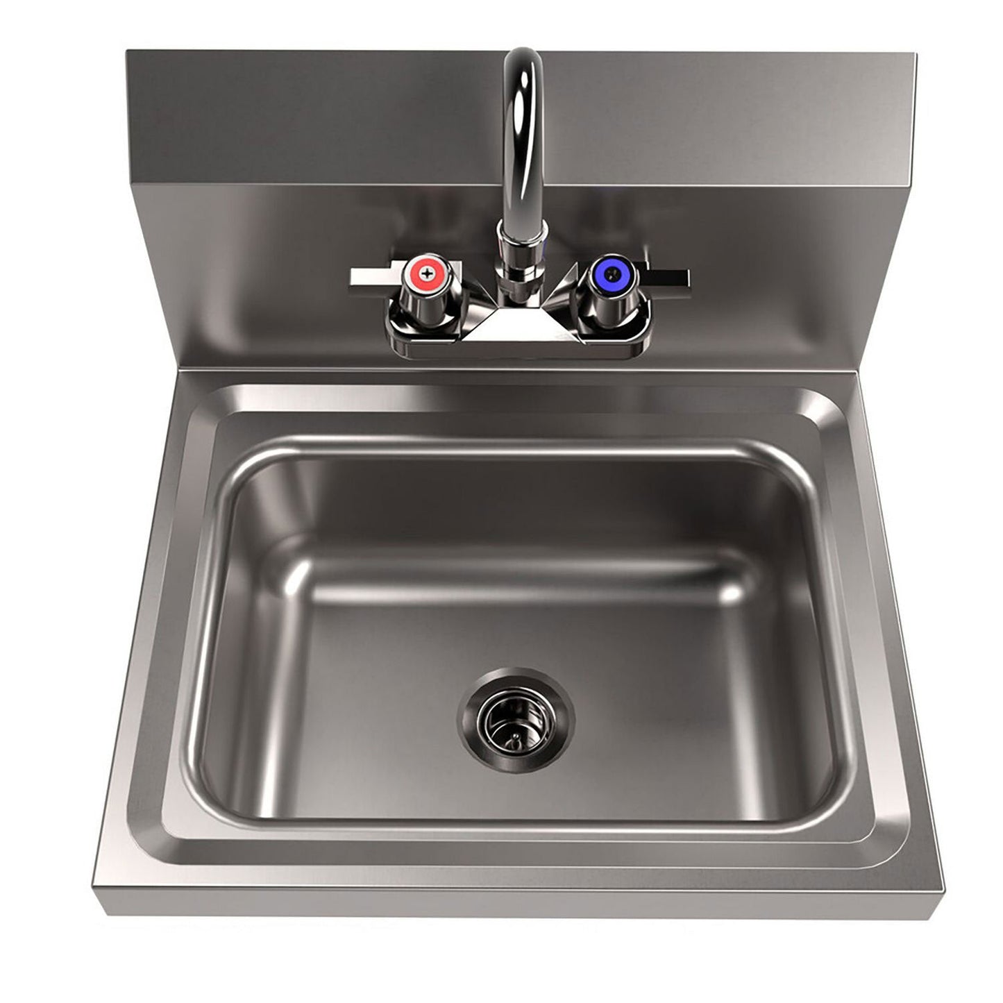 BK Resources Stainless Steel Hand Sink with Faucet, 14" l x 10" w x 5" d (BKEBKHSW1410PG)